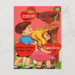 Cartão Postal De Festividades Cartão de São Valentim do Galo Vintage Retro
