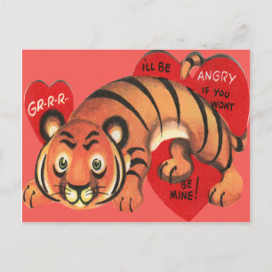 Cartão Postal De Festividades Cartão de São Valentim do Tigre Retro Vintage