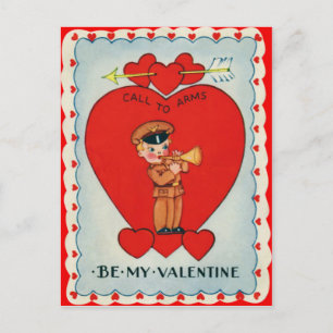 Cartão Postal De Festividades Cartão de São Valentim Vintage Retro Corneteiro