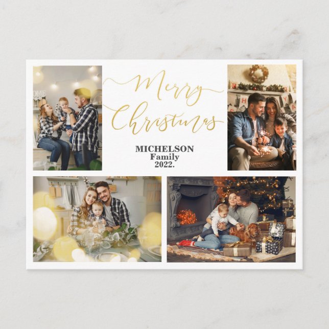 Cartão Postal De Festividades Cartão de Saudação de Natal Personalizado para Fot (Frente)