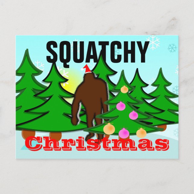 Cartão Postal De Festividades Cartão de Squatch do Natal de Squatchy (Frente)