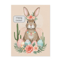 Cartão do Coelho de Páscoa Boho – Postcard Pastel