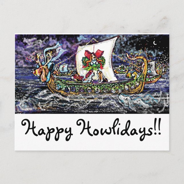 Cartão Postal De Festividades Cartão do feriado de GGBR - Bassets de Viking (Frente)