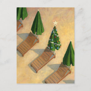 Cartão Postal De Festividades Cartão do Natal das cadeiras de praia