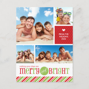 Cartão Postal De Festividades CARTÃO DO NATAL DE 4 FOTOS:: 3 alegres &