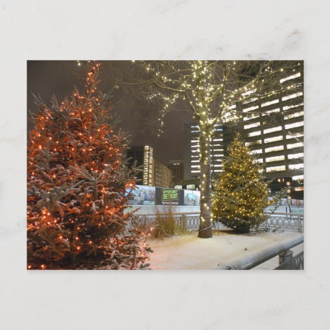 Cartão Postal De Festividades Cartão do Natal de Detroit (Frente)