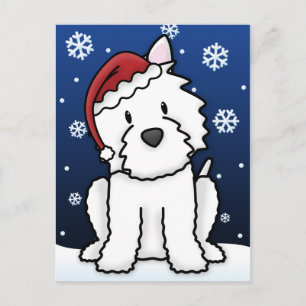 Cartão Postal De Festividades Cartão do Natal de Kawaii Westie