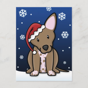 Cartão Postal De Festividades Cartão do Natal de Kawaii Xoloitzcuintle