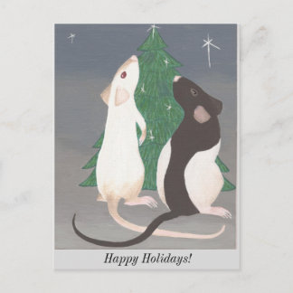 Cartão Postal De Festividades Cartão do Natal do rato do animal de estimação!