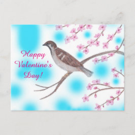 Cartão Postal De Festividades Cartão do pardal e dos namorados das flores de