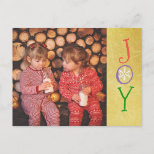 Cartão Postal De Festividades Cartão Dourado de alegria para a família de foto
