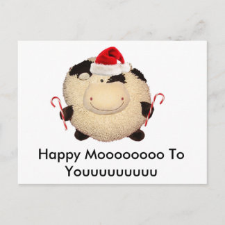 Cartão Postal De Festividades Cartão feliz do cartão de Natal da vaca eu te amo