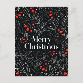 Cartão Postal De Festividades Cartão Floral de Natal Elegante