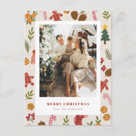 Cartão Postal De Festividades Cartão fotográfico de Natal Colorido e Itens Sazon