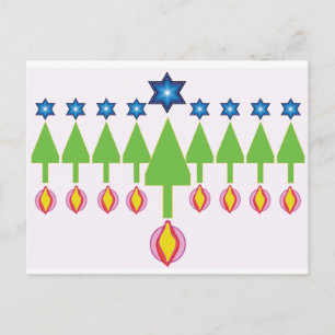 Cartão Postal De Festividades Cartão Hanukkah Chrismukkah de Natal