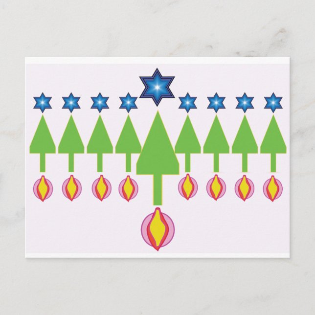 Cartão Postal De Festividades Cartão Hanukkah Chrismukkah de Natal (Frente)