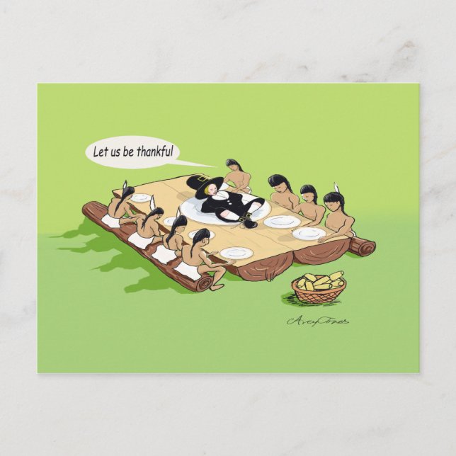 Cartão Postal De Festividades Cartão Nativo Americano de Ação de Graças (Frente)