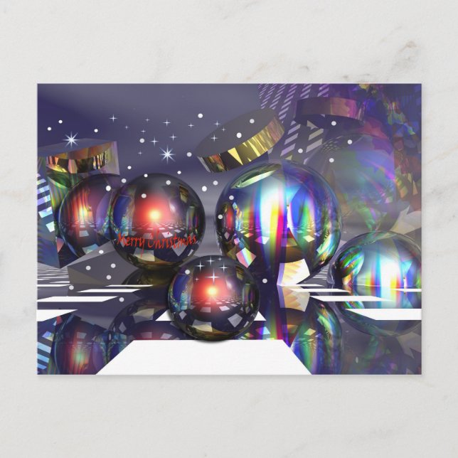 Cartão Postal De Festividades Cartão Noite de Natal Neve (Frente)