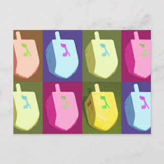 Cartão Postal De Festividades Cartão Pastel de Dreidel Hanukkah