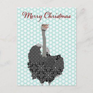 Cartão Postal De Festividades Cartão-postal Azul de Ostrich Natal