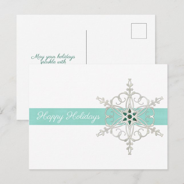 Cartão Postal De Festividades Cartão-postal Azul de Prata Fresco Feliz (Frente/Verso)