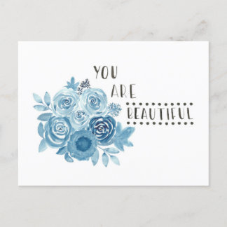 Cartão Postal De Festividades Cartão-postal Azul Floral 'Você É Bonito'
