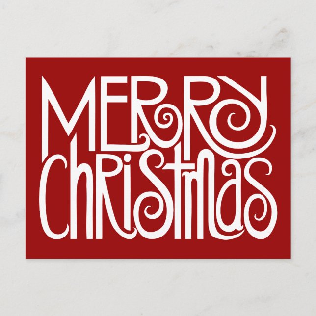 Cartão Postal De Festividades Cartão-postal branco feliz de Natal (Frente)