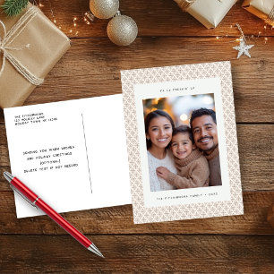 Cartão Postal De Festividades Cartão-postal Chic Nordic Brown e White Snowflake