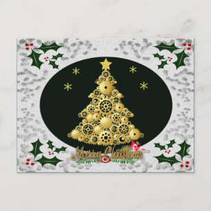 Cartão Postal De Festividades cartão-postal com floco de neve steampunk