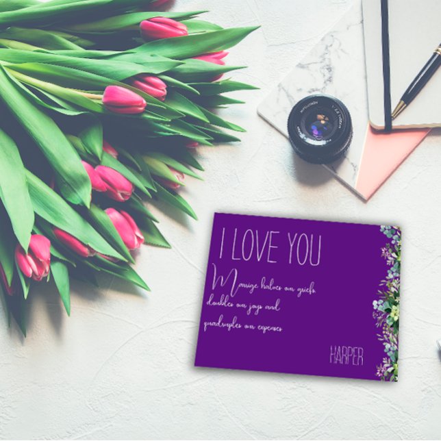 Cartão Postal De Festividades Cartão-postal com flores de aquarela púrpura (Criador carregado)