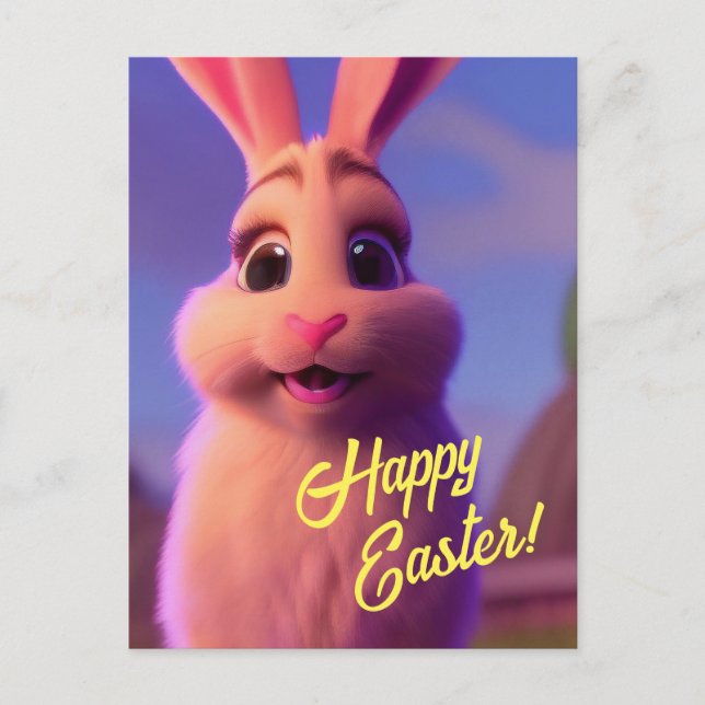 Cartão Postal De Festividades Cartão-postal cor-de-rosa felz pascoa (Frente)