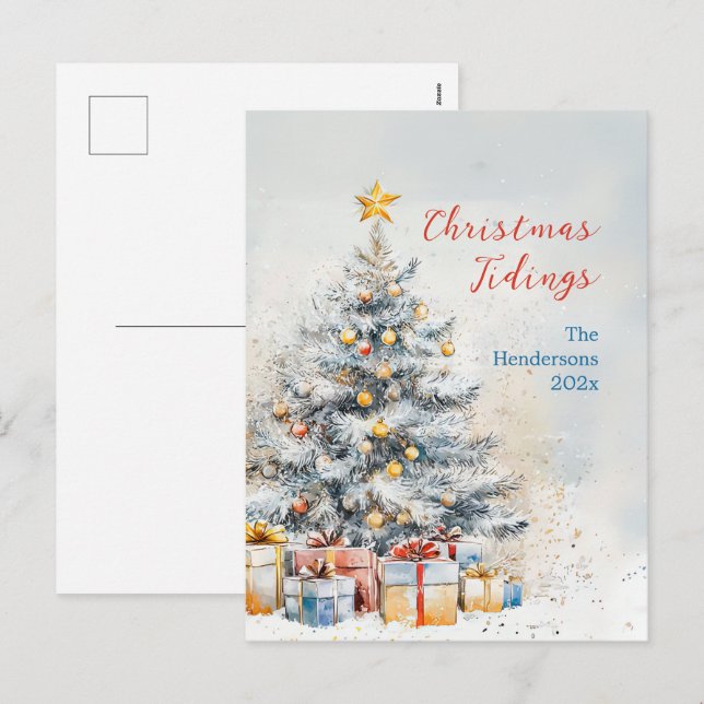 Cartão Postal De Festividades Cartão-postal da árvore de Natal Elegante (Frente/Verso)