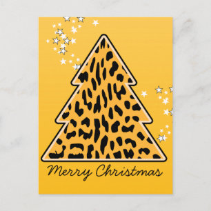 Cartão Postal De Festividades Cartão-postal da Árvore de Natal Lepard Cheetah