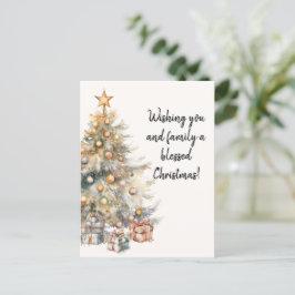 Cartão Postal De Festividades Cartão-postal da árvore natalina com aquarela