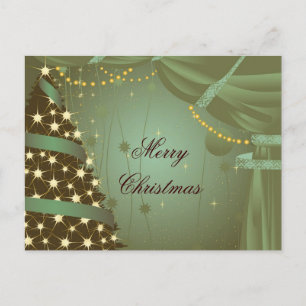 Cartão Postal De Festividades Cartão-postal da árvore natalina e cortina