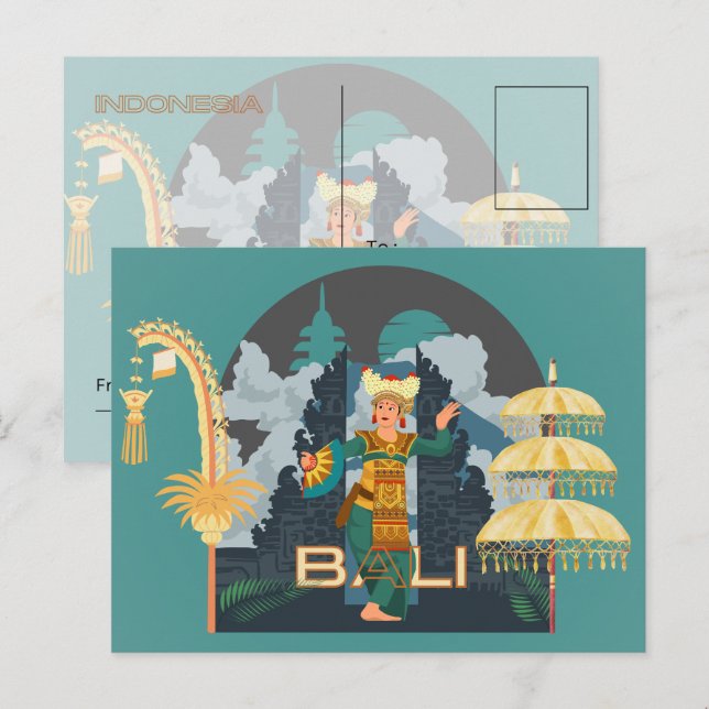 Cartão Postal De Festividades Cartão-postal da bailarina balinesa (Frente/Verso)