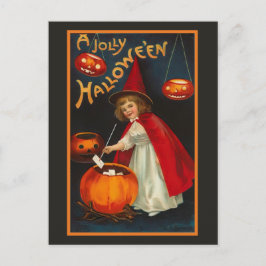 Cartão Postal De Festividades Cartão-postal da Bruxa Vintage Jolly Halloween