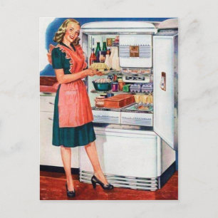 Cartão Postal De Festividades Cartão-postal da cozinha de uma dama de retrô boni