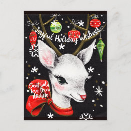 Cartão Postal De Festividades Cartão-postal da Imagem Vintage de Reindeer de Nat