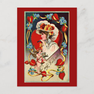 Cartão Postal De Festividades Cartão-postal da Senhora Vintage Minha Namorados