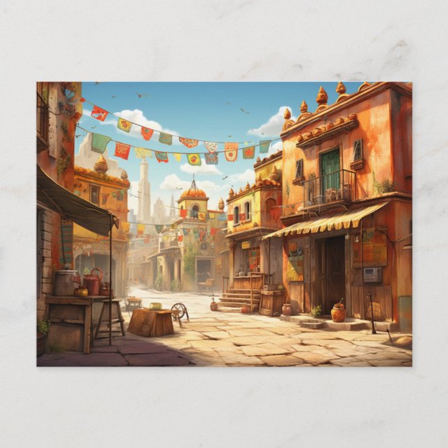 Cartão Postal De Festividades Cartão-postal das ruas do México (Frente)