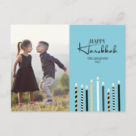 Cartão Postal De Festividades Cartão-postal das Velas do Hanukkah Feliz Moderno