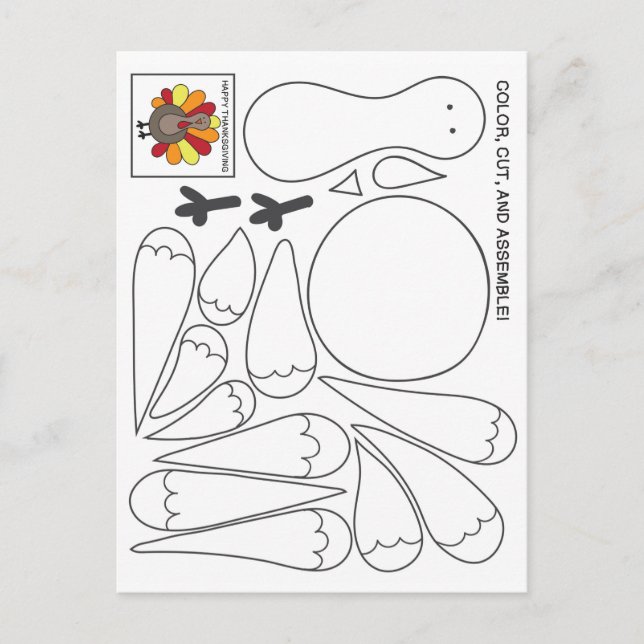 Cartão Postal De Festividades Cartão-postal de Ação de Graças para Crianças (Frente)