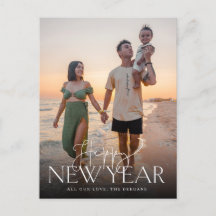 Cartão-postal de Anos novos planos Script e Sans V