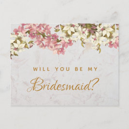 Cartão Postal De Festividades Cartão-postal de Bridesmaid da Marble Floral