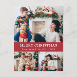 Cartão Postal De Festividades Cartão-postal de Colagem de Fotos Vermelho Feliz N