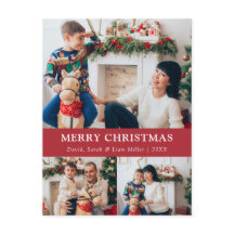 Cartão-postal de Colagem de Fotos Vermelho Feliz N