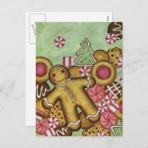 Cartão Postal De Festividades Cartão-postal de fechamento de cookies de Natal