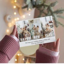 Cartão-postal de Feliz ano novo e Foto de Colagem 