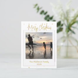 Cartão Postal De Festividades Cartão-postal de Feliz Dourada da Família Natal